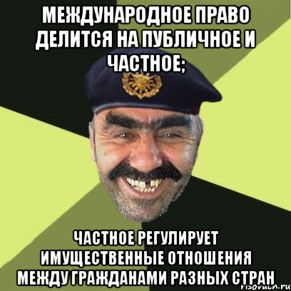 Международное право делится на публичное и частное; частное регулирует имущественные отношения между гражданами разных стран, Мем airsoft