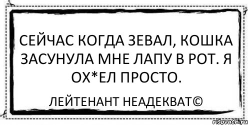 Сейчас когда зевал, кошка засунула мне лапу в рот. Я ох*ел просто. Лейтенант Неадекват©, Комикс Асоциальная антиреклама