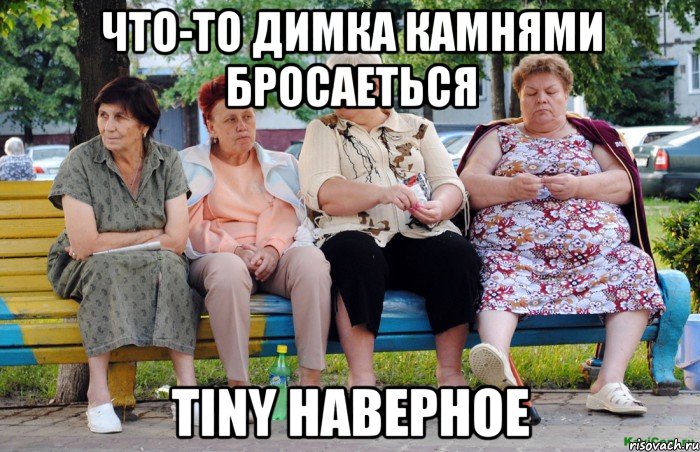 Что-то Димка камнями бросаеться Tiny наверное, Мем Бабушки на скамейке