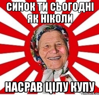 синок ти сьогодні як ніколи насрав цілу купу, Мем  бабуля