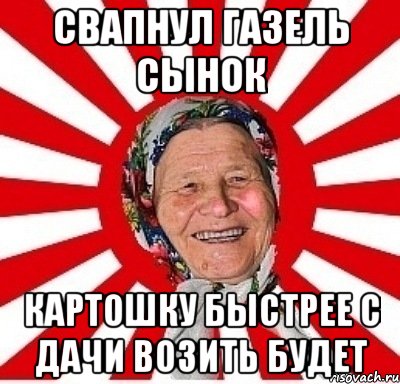 свапнул ГАЗель сынок картошку быстрее с дачи возить будет, Мем  бабуля