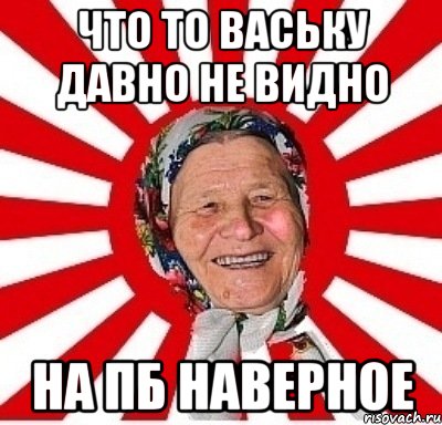 Что то ваську давно не видно на ПБ наверное, Мем  бабуля