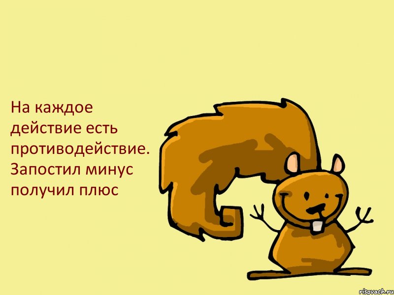 На каждое действие есть противодействие. Запостил минус получил плюс, Комикс  белка