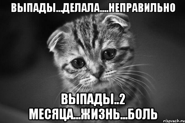 выпады...делала....неправильно выпады..2 месяца...жизнь...боль, Мем  безысходность