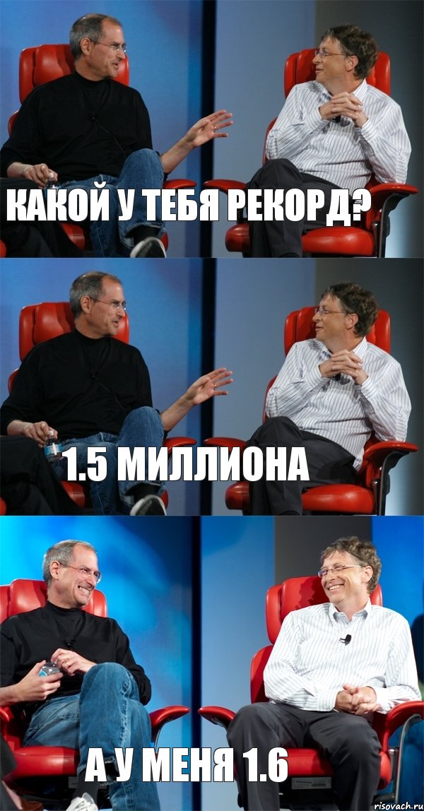 какой у тебя рекорд? 1.5 миллиона а у меня 1.6, Комикс Стив Джобс и Билл Гейтс (3 зоны)