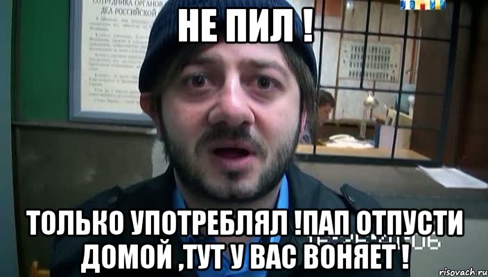 НЕ пил ! только употреблял !Пап отпусти домой ,тут у вас воняет !, Мем Бородач