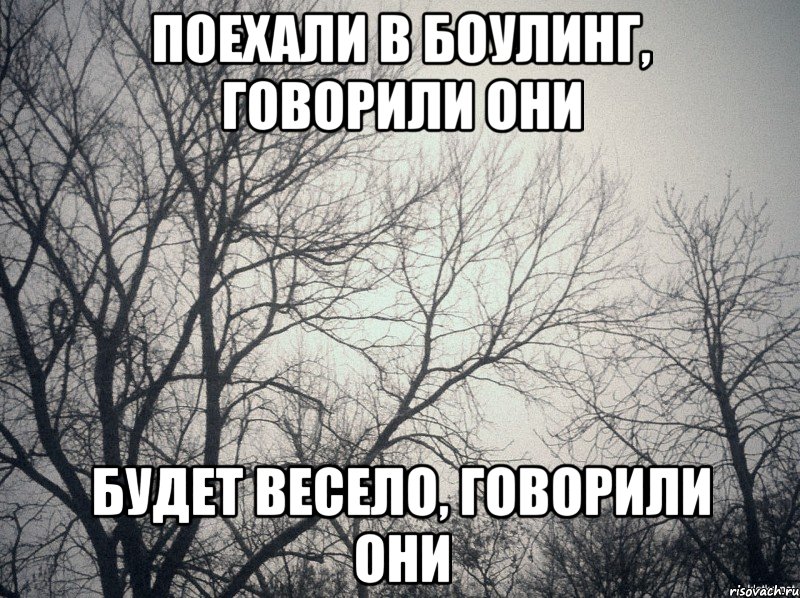 ПОЕХАЛИ В БОУЛИНГ, ГОВОРИЛИ ОНИ БУДЕТ ВЕСЕЛО, ГОВОРИЛИ ОНИ, Мем  будет весело говорили они