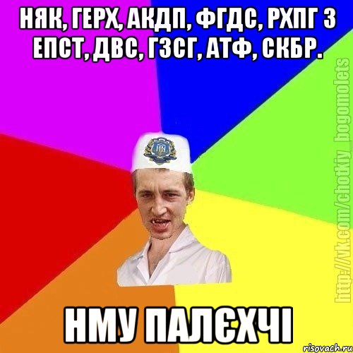 няк, герх, акдп, фгдс, рхпг з епст, двс, гзсг, атф, скбр. нму палєхчі