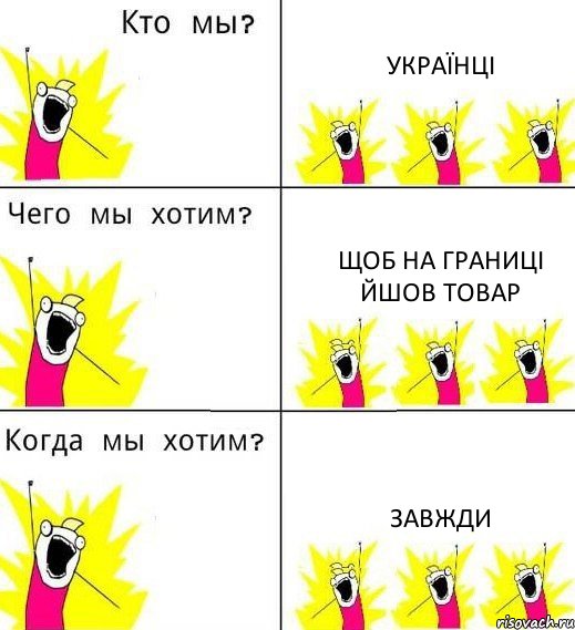 УКРАЇНЦІ щоб на границі йшов товар ЗАВЖДИ, Комикс Что мы хотим