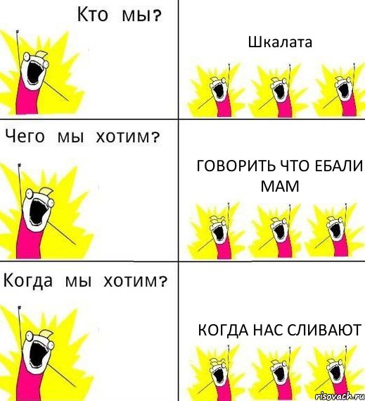 Шкалата Говорить что ебали Мам Когда нас сливают, Комикс Что мы хотим