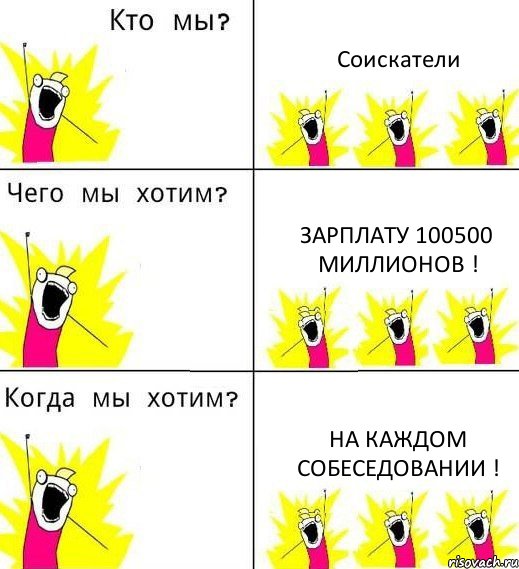 Соискатели Зарплату 100500 миллионов ! На каждом собеседовании !, Комикс Что мы хотим