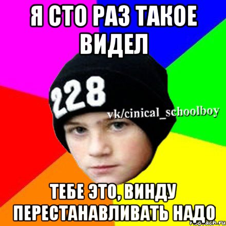 Я сто раз такое видел Тебе это, винду перестанавливать надо, Мем  Циничный школьник 1