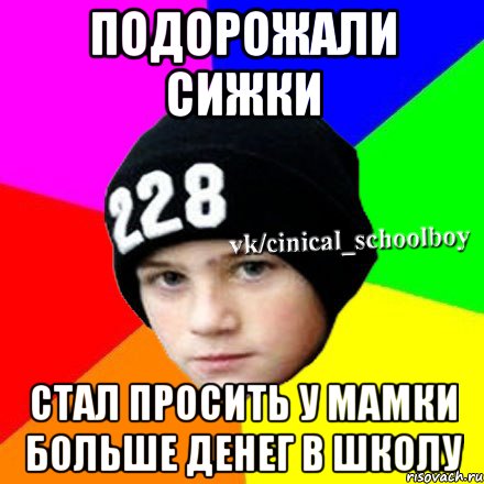 подорожали сижки стал просить у мамки больше денег в школу, Мем  Циничный школьник 1
