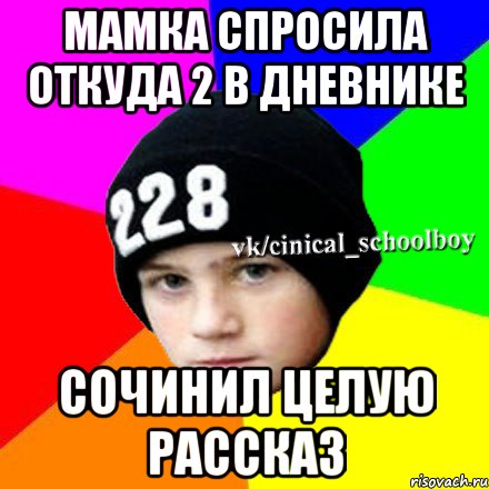 Мамка спросила откуда 2 в дневнике Сочинил целую рассказ, Мем  Циничный школьник 1