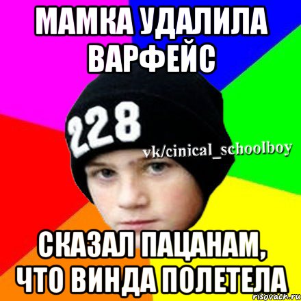 Мамка удалила варфейс Сказал пацанам, что винда полетела, Мем  Циничный школьник 1