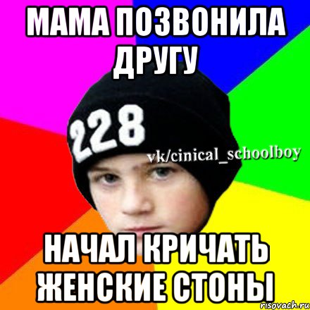 Мама позвонила другу Начал кричать женские стоны, Мем  Циничный школьник 1