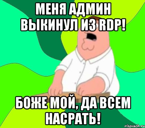 МЕНЯ АДМИН ВЫКИНУЛ ИЗ RDP! Боже мой, да всем насрать!, Мем  Да всем насрать (Гриффин)