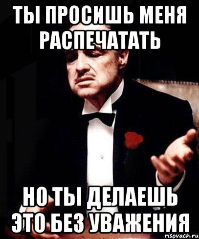 ты просишь меня распечатать но ты делаешь это без уважения, Мем ты делаешь это без уважения