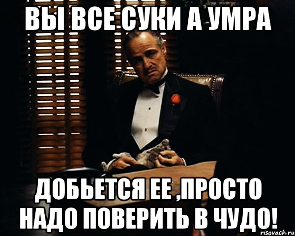 вы все суки а умра добьется ее ,просто надо поверить в чудо!, Мем Дон Вито Корлеоне