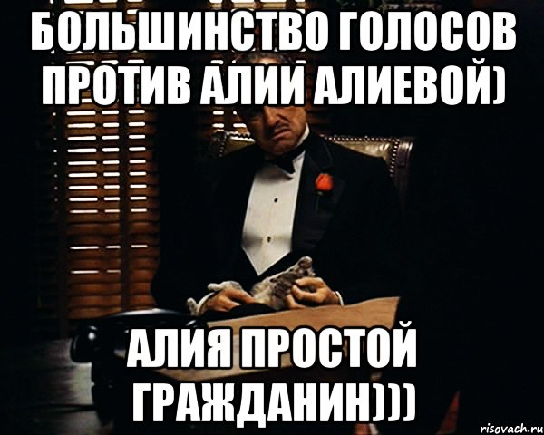 БОЛЬШИНСТВО ГОЛОСОВ ПРОТИВ АЛИИ АЛИЕВОЙ) АЛИЯ ПРОСТОЙ ГРАЖДАНИН))), Мем Дон Вито Корлеоне