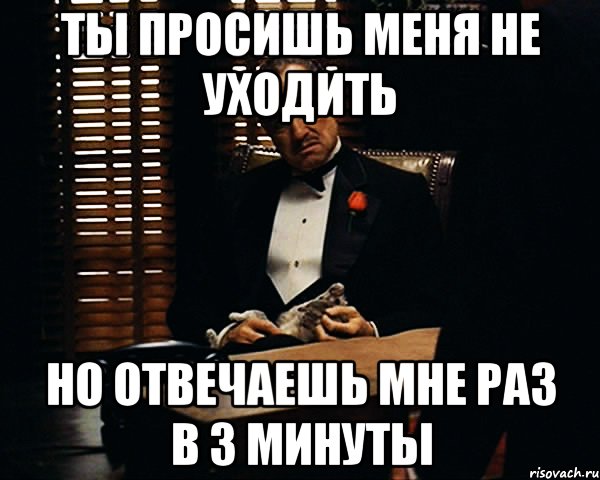 Ты просишь меня не уходить Но отвечаешь мне раз в 3 минуты, Мем Дон Вито Корлеоне