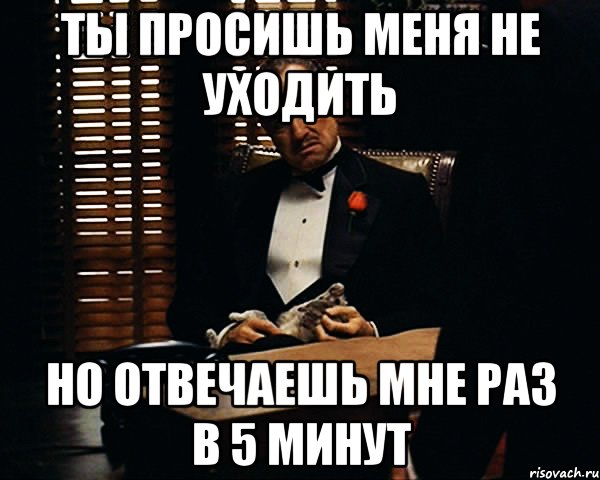 Ты просишь меня не уходить Но отвечаешь мне раз в 5 минут, Мем Дон Вито Корлеоне