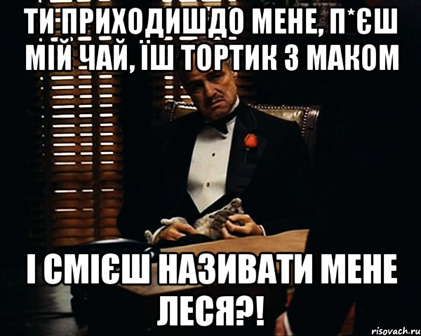 Ти приходишдо мене, п*єш мій чай, їш тортик з маком І смієш називати мене ЛЕСЯ?!, Мем Дон Вито Корлеоне