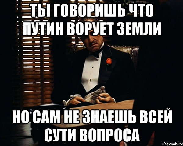 Ты говоришь что Путин ворует земли Но сам не знаешь всей сути вопроса, Мем Дон Вито Корлеоне