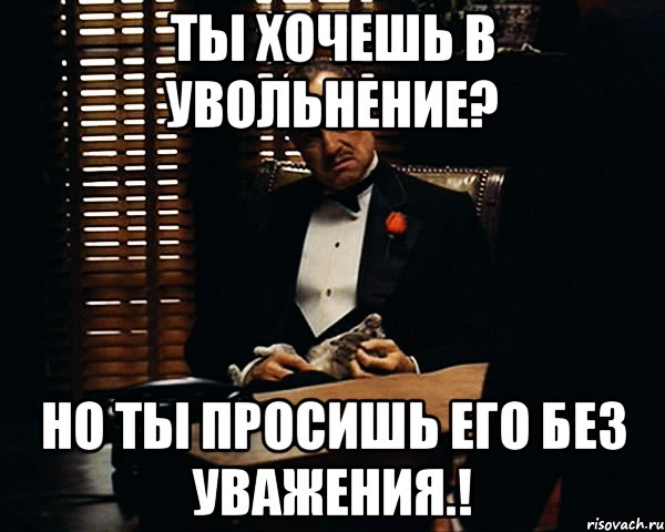 Ты хочешь в увольнение? Но ты просишь его без уважения.!, Мем Дон Вито Корлеоне