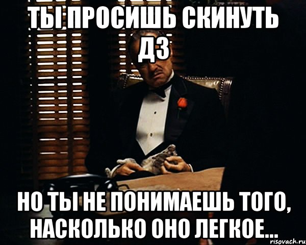 ты просишь скинуть дз но ты не понимаешь того, насколько оно легкое..., Мем Дон Вито Корлеоне