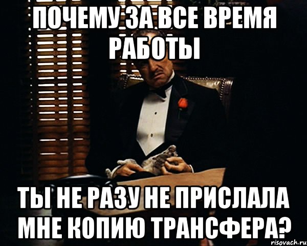 почему за все время работы ты не разу не прислала мне копию трансфера?, Мем Дон Вито Корлеоне