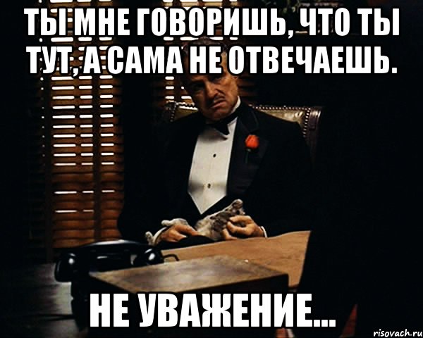 Ты мне говоришь, что ты тут, а сама не отвечаешь. не уважение..., Мем Дон Вито Корлеоне