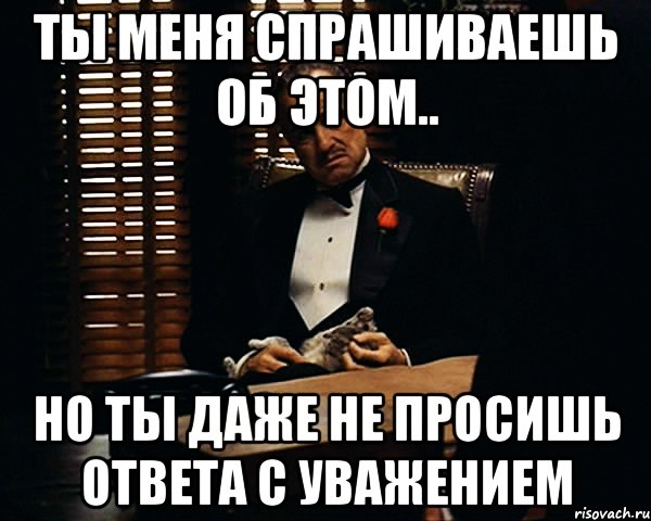 Ты меня спрашиваешь об этом.. Но ты даже не просишь ответа с уважением, Мем Дон Вито Корлеоне