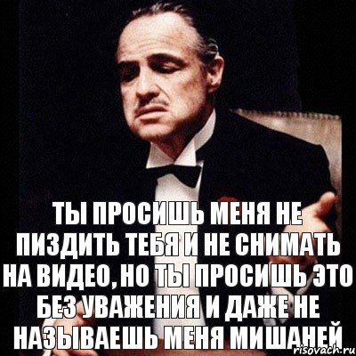 ты просишь меня не пиздить тебя и не снимать на видео, но ты просишь это без уважения и даже не называешь меня Мишаней, Комикс Дон Вито Корлеоне 1