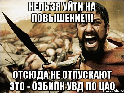 Нельзя уйти на повышение!!! Отсюда не отпускают это - ОЭБиПК УВД по ЦАО, Мем Это Спарта