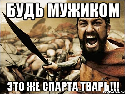 Будь мужиком Это же спарта тварь!!!, Мем Это Спарта