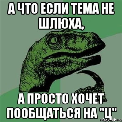 А что если тема не шлюха, А просто хочет пообщаться на "ц", Мем Филосораптор