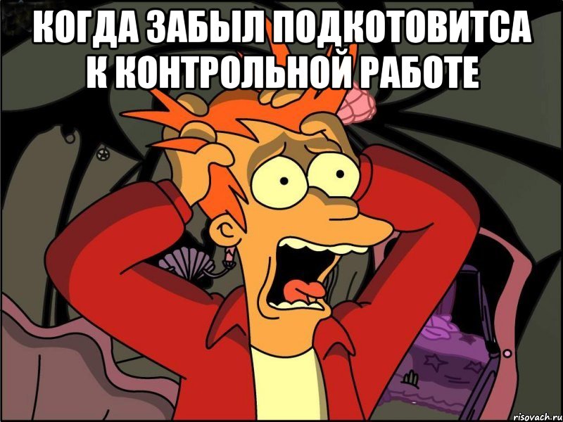 Когда забыл подкотовитса к контрольной работе , Мем Фрай в панике