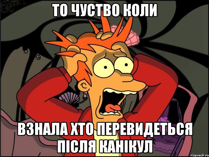 то чуство коли взнала хто перевидеться після канікул, Мем Фрай в панике