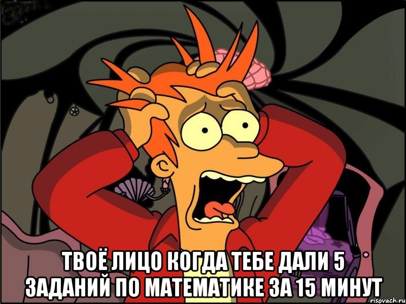  твоё лицо когда тебе дали 5 заданий по математике за 15 минут, Мем Фрай в панике