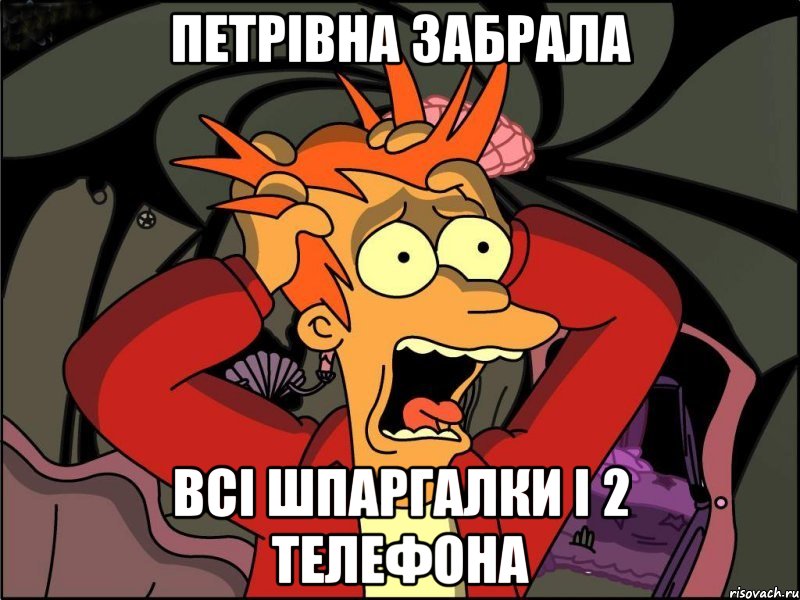 петрівна забрала всі шпаргалки і 2 телефона, Мем Фрай в панике