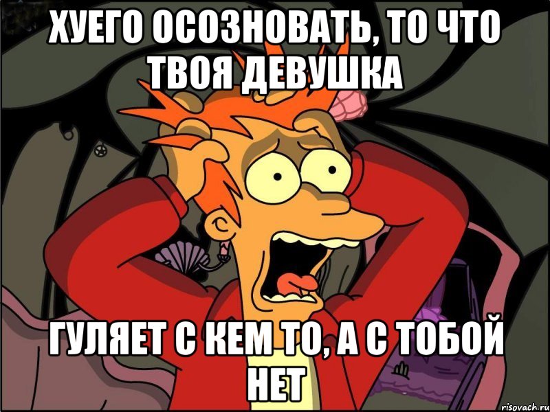 Хуего осозновать, то что твоя девушка Гуляет с кем то, а с тобой нет, Мем Фрай в панике