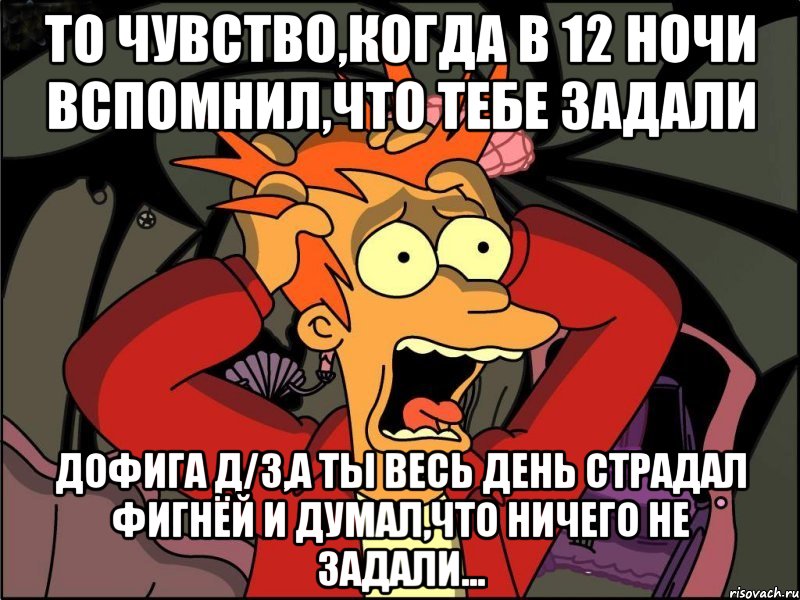 то чувство,когда в 12 ночи вспомнил,что тебе задали дофига д/з,а ты весь день страдал фигнёй и думал,что ничего не задали..., Мем Фрай в панике