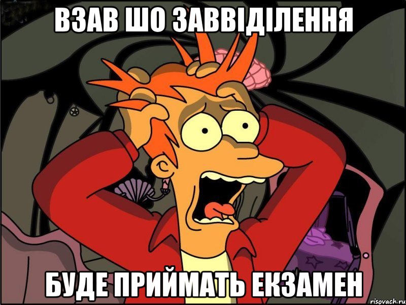 взав шо заввіділення буде приймать екзамен, Мем Фрай в панике