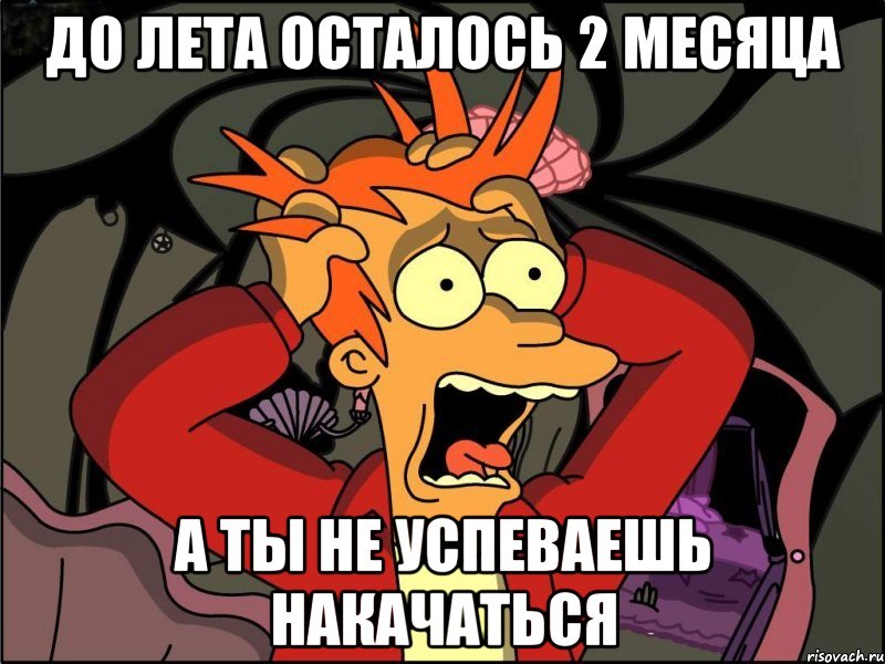 До лета осталось 2 месяца А ты не успеваешь накачаться, Мем Фрай в панике