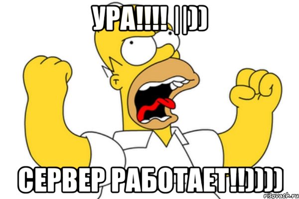 Ура!!!! ||)) Сервер работает!!)))), Мем Разъяренный Гомер