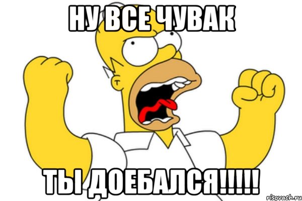 Ну все чувак ТЫ ДОЕБАЛСЯ!!!!!, Мем Разъяренный Гомер