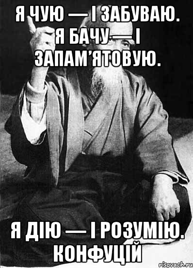 Я чую — і забуваю. Я бачу — і запам’ятовую. Я дію — і розумію. Конфуцій, Мем Монах-мудрец (сэнсей)