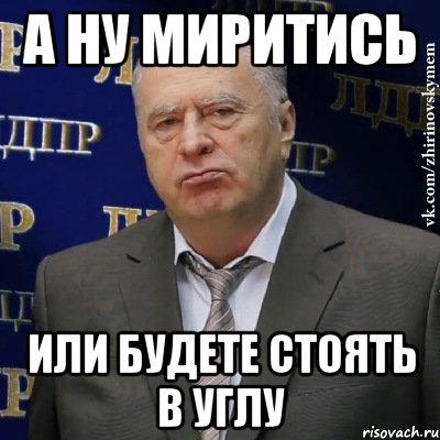 А ну миритись Или будете стоять в углу, Мем Хватит это терпеть (Жириновский)