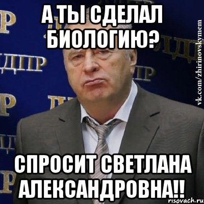 а ты сделал биологию? Спросит Светлана Александровна!!, Мем Хватит это терпеть (Жириновский)